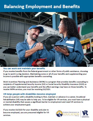 Balancing Employment and Benefits flyer