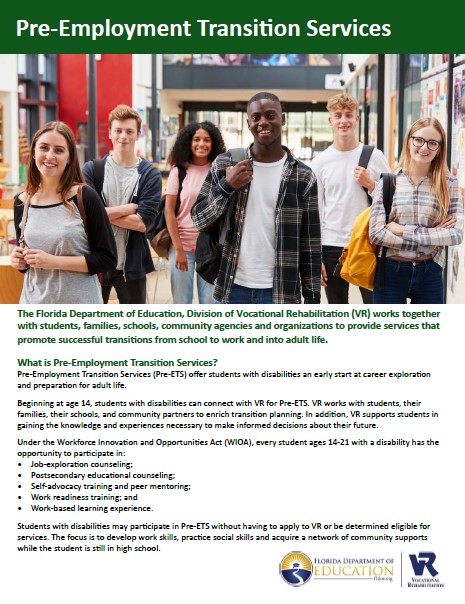 Pre-Employment Transition Services flyer